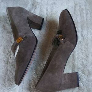 Used Salvatore Farragamo Suede Pumps w/ strap